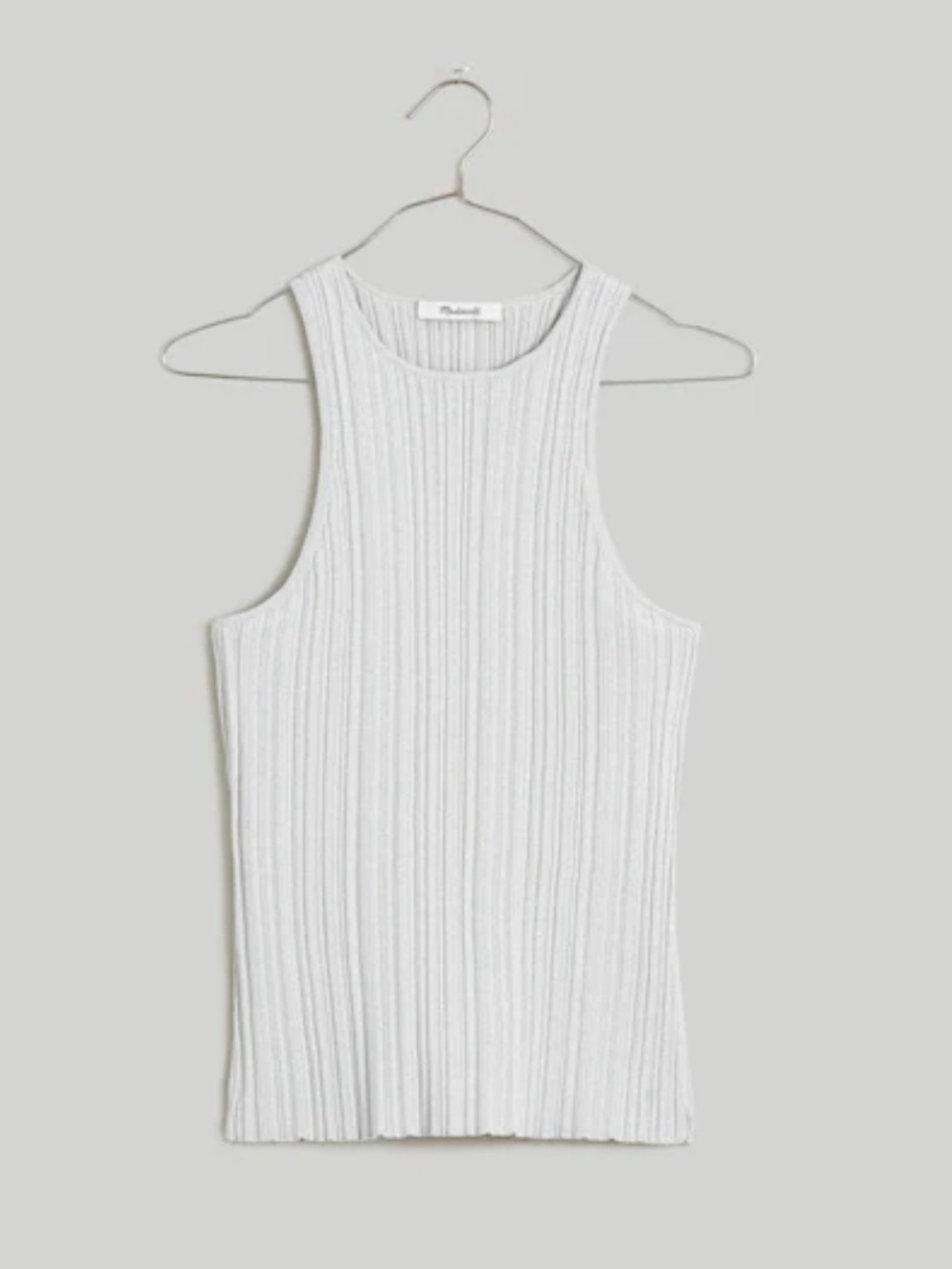 Madewell The Signature Shimmer Knit Cutaway Sweater Tank size SM new silver